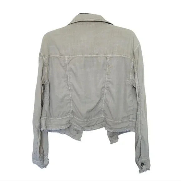 Anthropologie Marrakech | Lightweight Beige Cream Denim Style Jacket Sz S - Picture 2 of 6